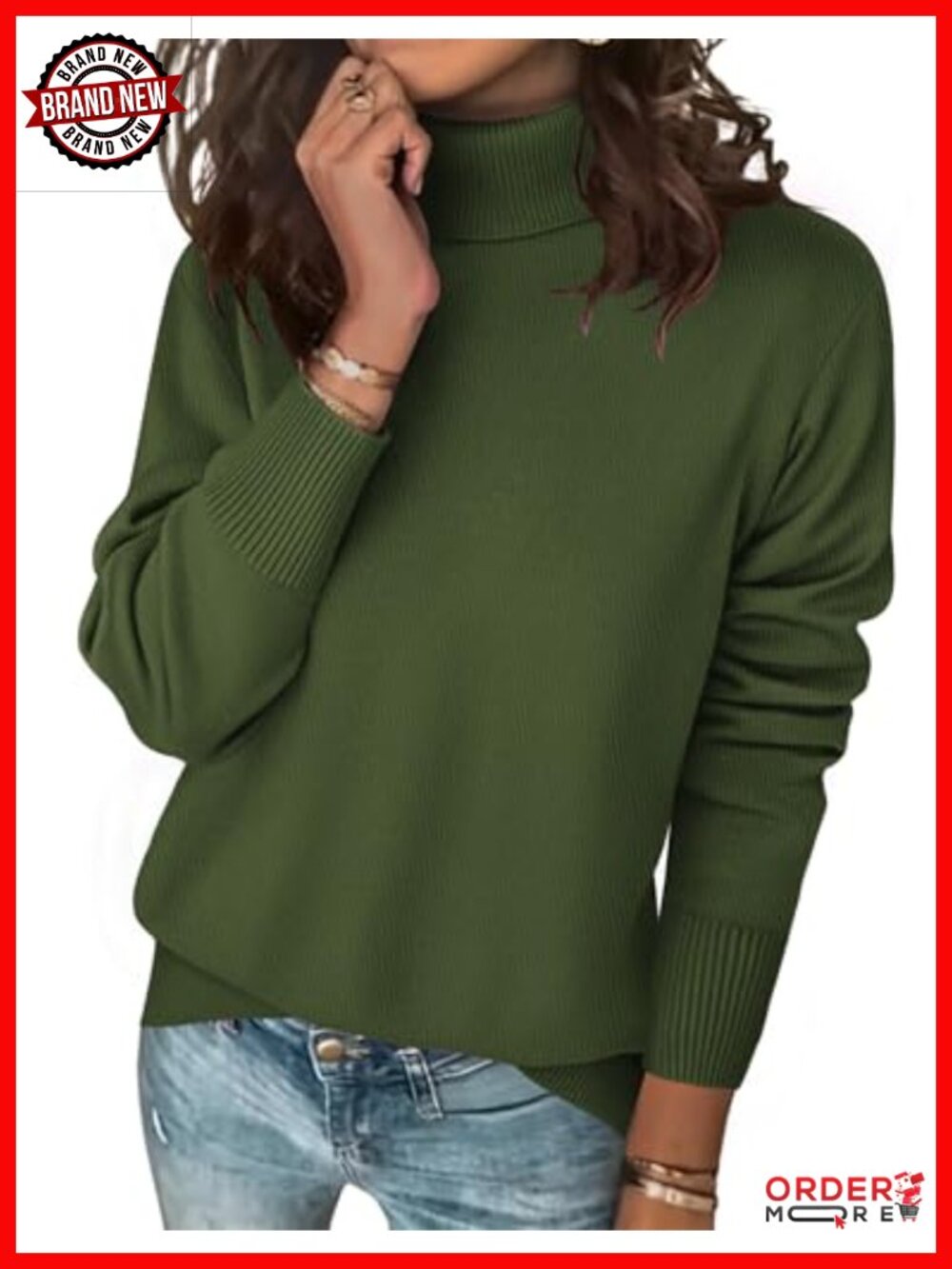 Turtleneck Sweater Long Sleeve Knit Pullover Top Casual Fall Winter